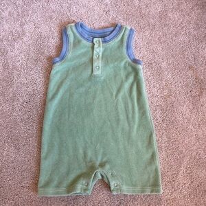 Janie and Jack Mint Green and Sky Blue Romper
